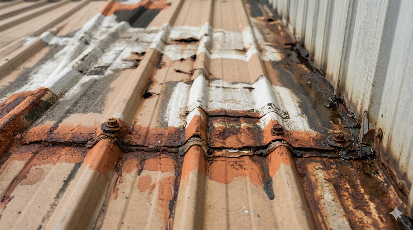 Señales de deterioro en cubiertas industriales con desgaste visible en fijaciones y superficie metálica